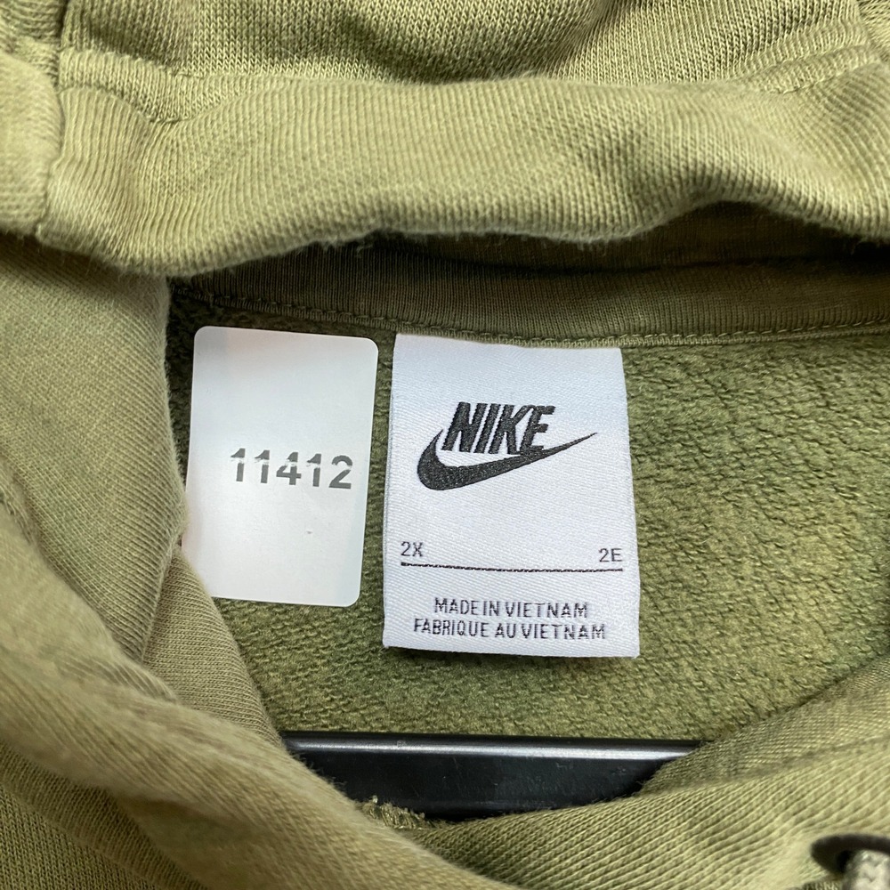 Nike Pullover Hoodie Mens 2X Green Fleece Raglan Swoosh Logo 11412 - Picture 7 of 9